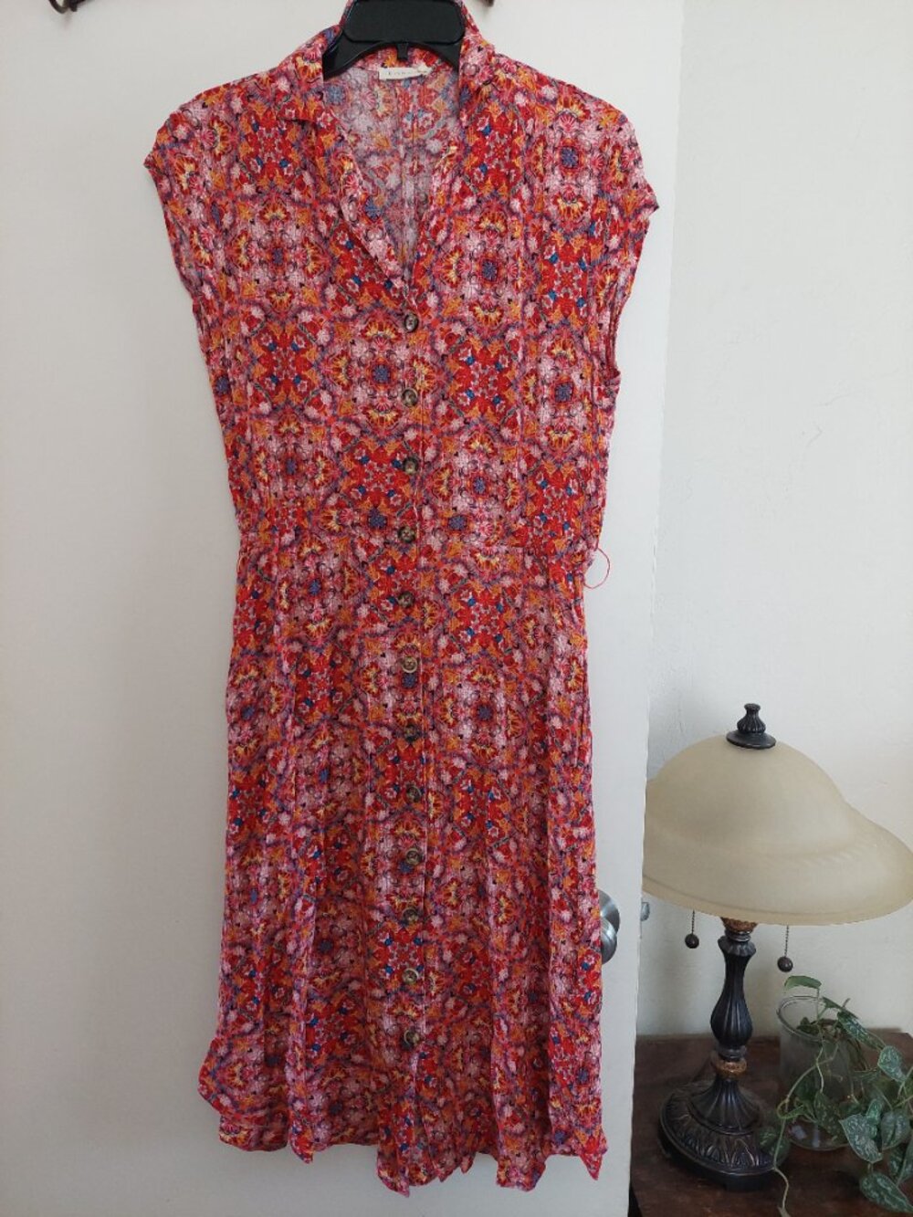 Bohme Red Tie-Waist Midi Dress